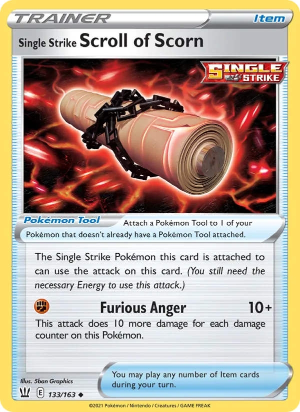 Single Strike Scroll of Scorn — Battle Styles #133 (Pokémon TCG card)