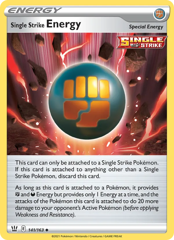 Single Strike Energy — Battle Styles #141 (Pokémon TCG card)