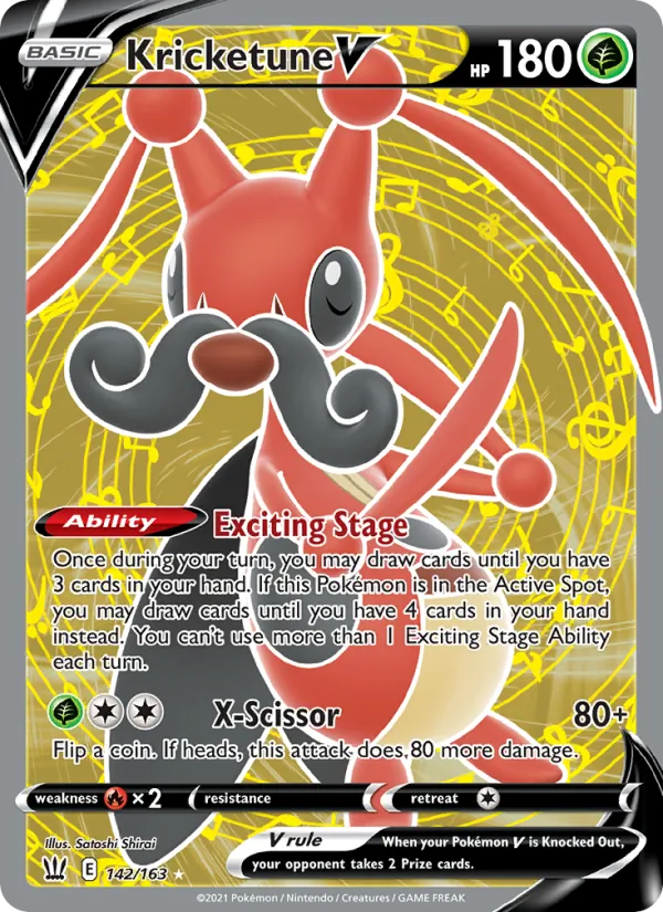 Kricketune V — Battle Styles #142 (Pokémon TCG card)