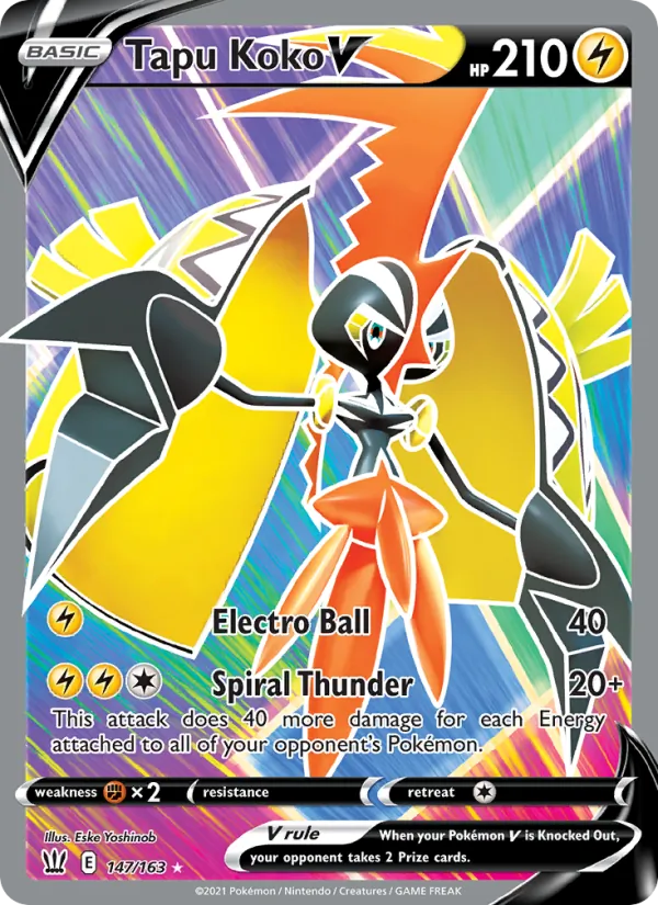 Tapu Koko V — Battle Styles #147 (Pokémon TCG card)