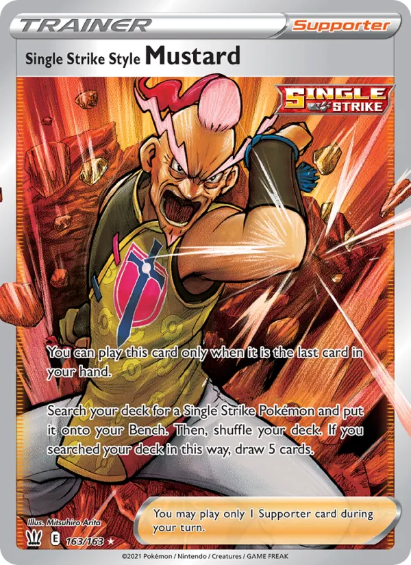 Single Strike Style Mustard — Battle Styles #163 (Pokémon TCG card)