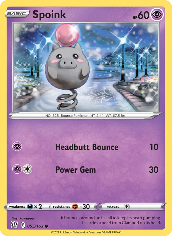 Spoink — Battle Styles #55 (Pokémon TCG card)