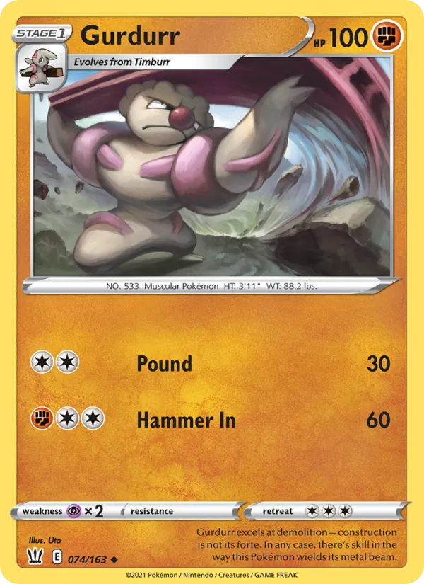 Gurdurr — Battle Styles #74 (Pokémon TCG card)