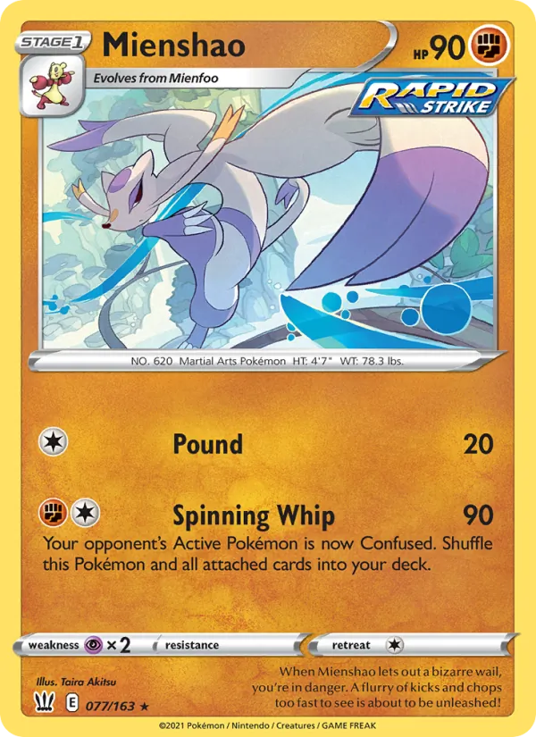 Mienshao — Battle Styles #77 (Pokémon TCG card)