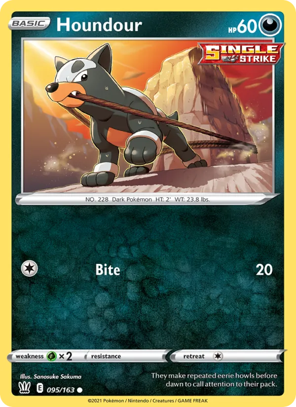Houndour — Battle Styles #95 (Pokémon TCG card)