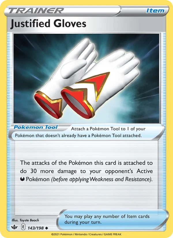 Justified Gloves — Chilling Reign #143 (Pokémon TCG card)