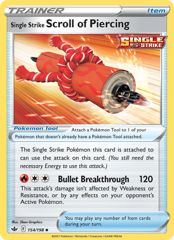 Single Strike Scroll of Piercing — Chilling Reign #154 (Pokémon TCG card)