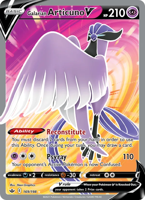 Galarian Articuno V — Chilling Reign #169 (Pokémon TCG card)