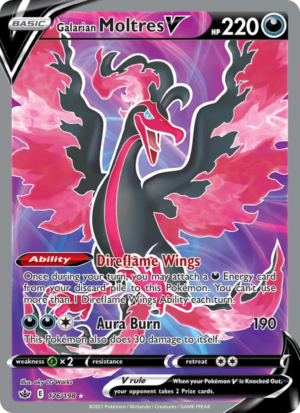 Galarian Moltres V — Chilling Reign #176 (Pokémon TCG card)