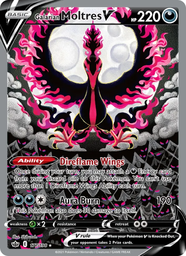 Galarian Moltres V — Chilling Reign #177 (Pokémon TCG card)