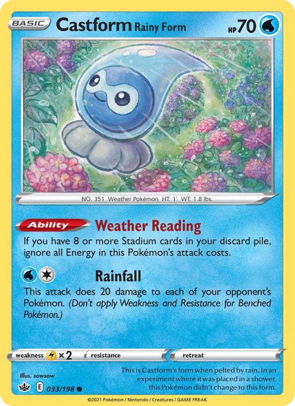 Castform Rainy Form — Chilling Reign #33 (Pokémon TCG card)