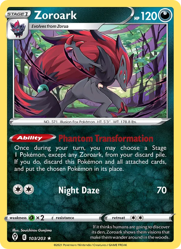 Zoroark — Evolving Skies #103 (Pokémon TCG card)