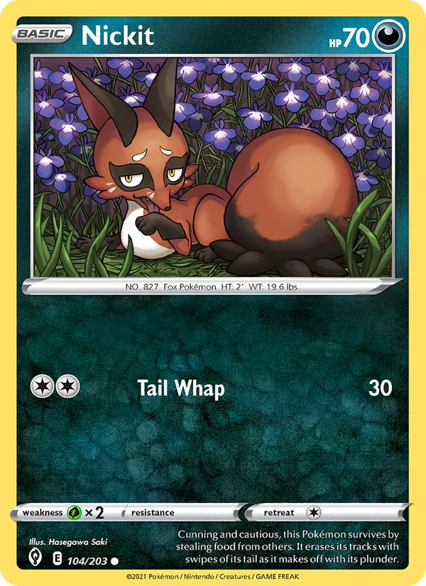 Nickit — Evolving Skies #104 (Pokémon TCG card)