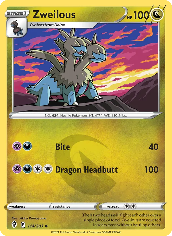 Zweilous — Evolving Skies #114 (Pokémon TCG card)