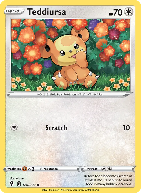 Teddiursa — Evolving Skies #126 (Pokémon TCG card)