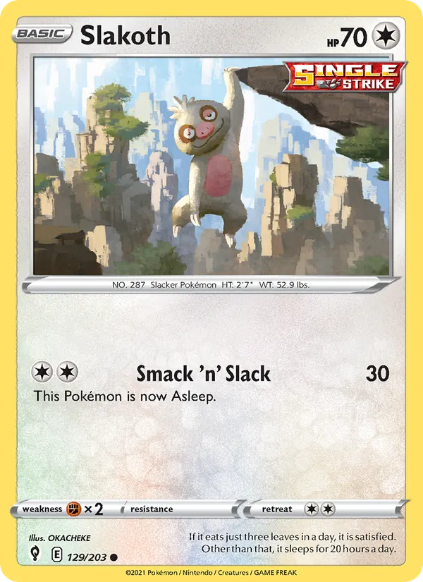 Slakoth — Evolving Skies #129 (Pokémon TCG card)