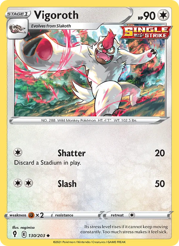 Vigoroth — Evolving Skies #130 (Pokémon TCG card)