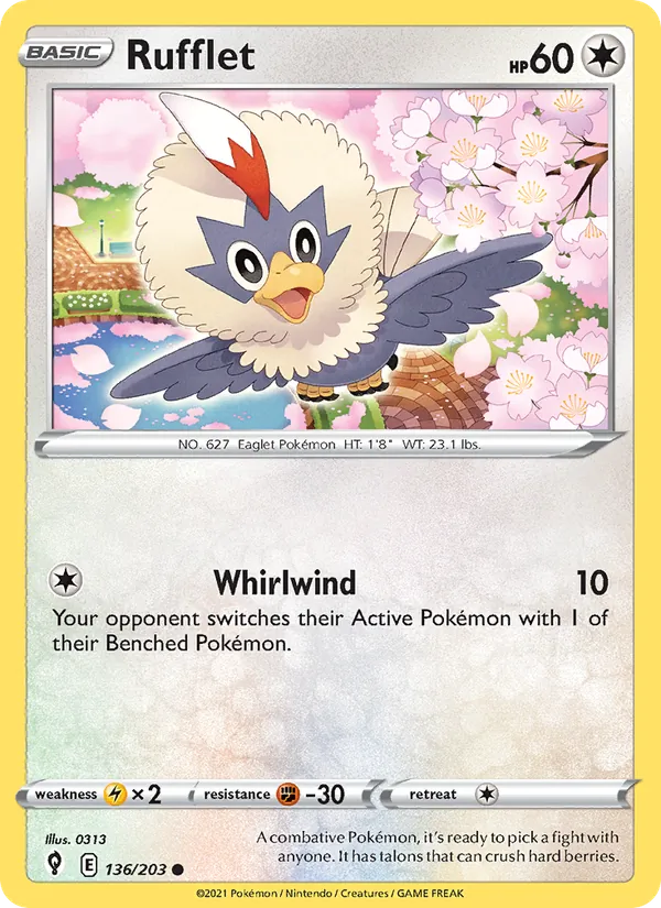 Rufflet — Evolving Skies #136 (Pokémon TCG card)