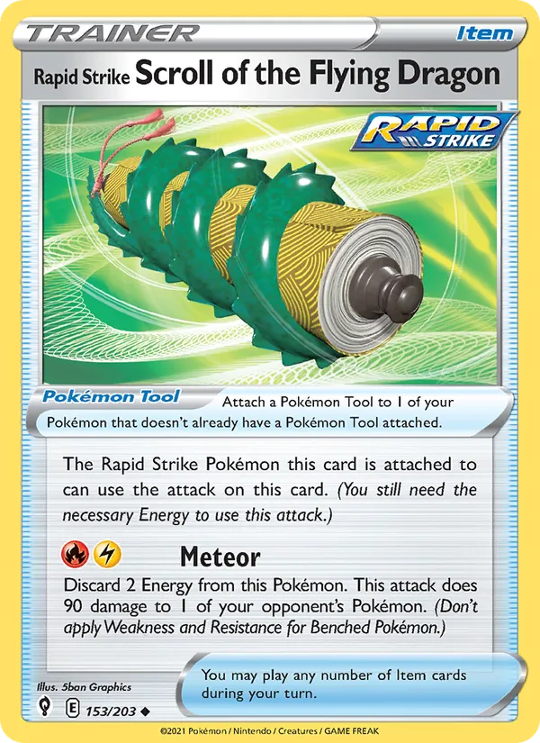 Rapid Strike Scroll of the Flying Dragon — Evolving Skies #153 (Pokémon TCG card)