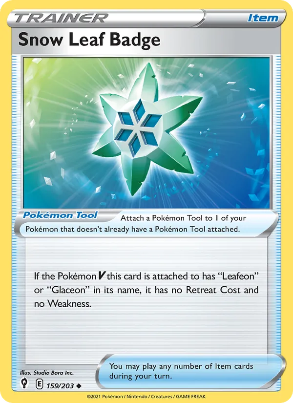 Snow Leaf Badge — Evolving Skies #159 (Pokémon TCG card)