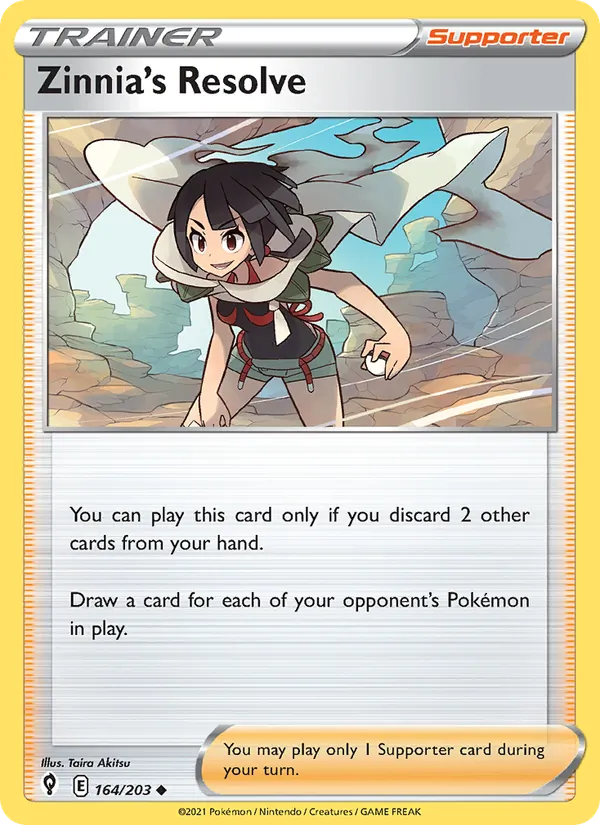 Zinnia's Resolve — Evolving Skies #164 (Pokémon TCG card)