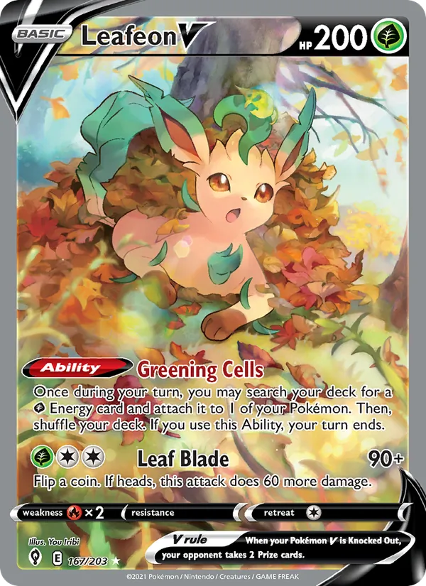 Leafeon V — Evolving Skies #167 (Pokémon TCG card)