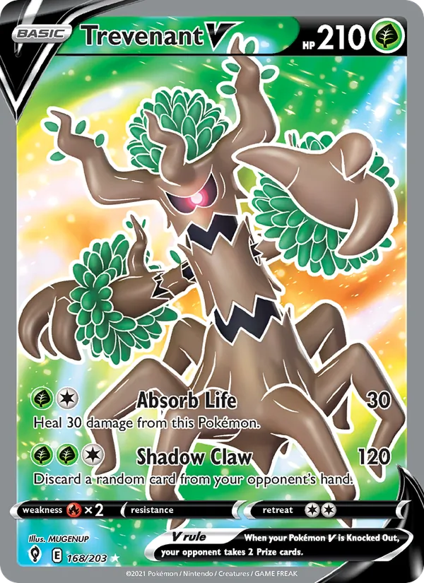 Trevenant V — Evolving Skies #168 (Pokémon TCG card)