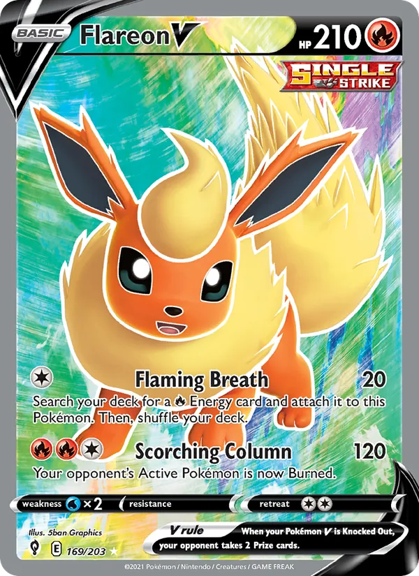 Flareon V — Evolving Skies #169 (Pokémon TCG card)