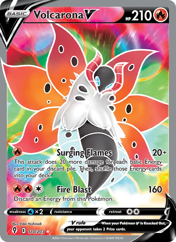 Volcarona V — Evolving Skies #170 (Pokémon TCG card)