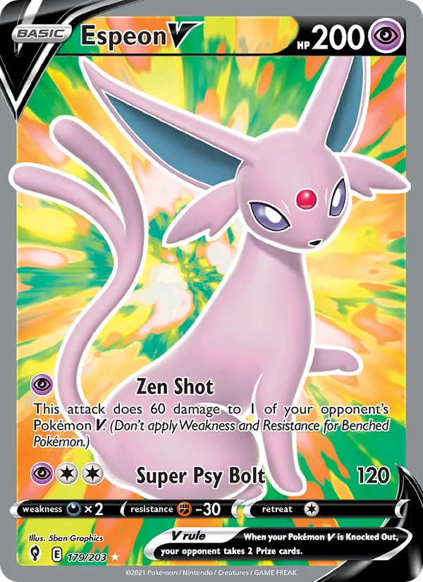Espeon V — Evolving Skies #179 (Pokémon TCG card)