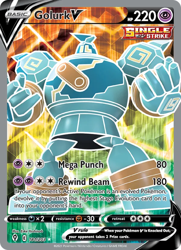 Golurk V — Evolving Skies #181 (Pokémon TCG card)