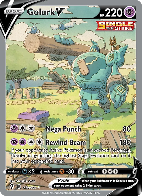 Golurk V — Evolving Skies #182 (Pokémon TCG card)
