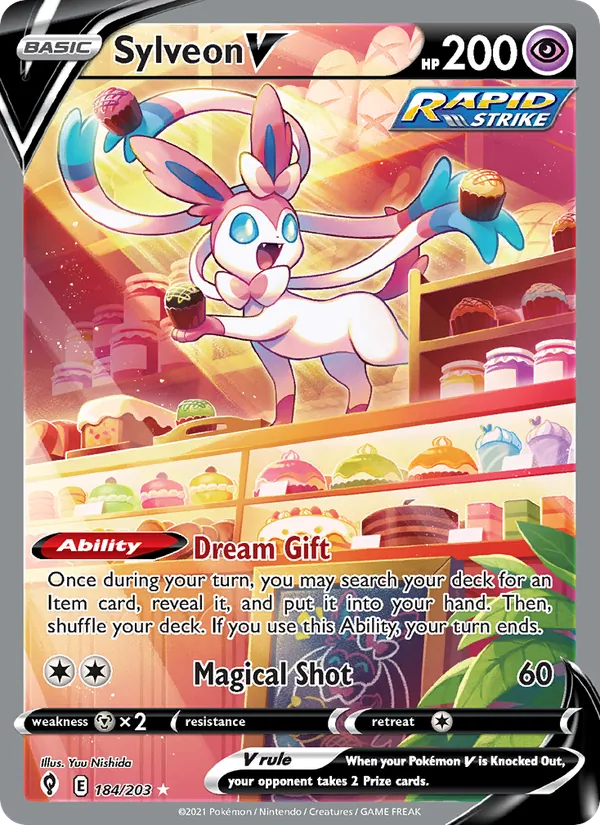Sylveon V — Evolving Skies #184 (Pokémon TCG card)