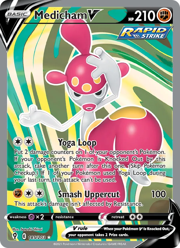 Medicham V — Evolving Skies #185 (Pokémon TCG card)