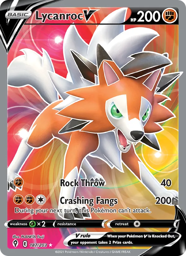 Lycanroc V — Evolving Skies #187 (Pokémon TCG card)