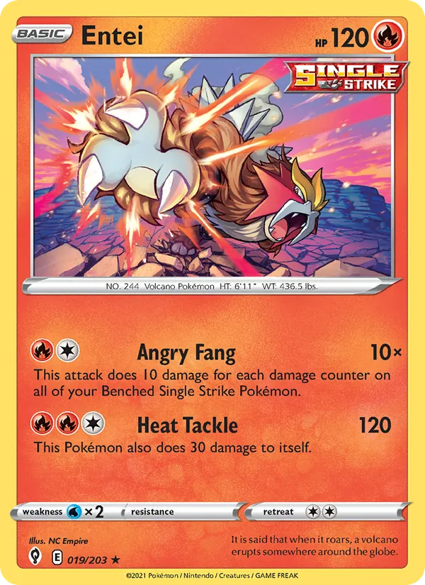 Entei — Evolving Skies #19 (Pokémon TCG card)