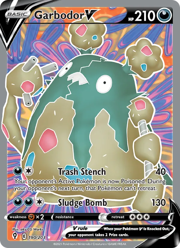 Garbodor V — Evolving Skies #190 (Pokémon TCG card)
