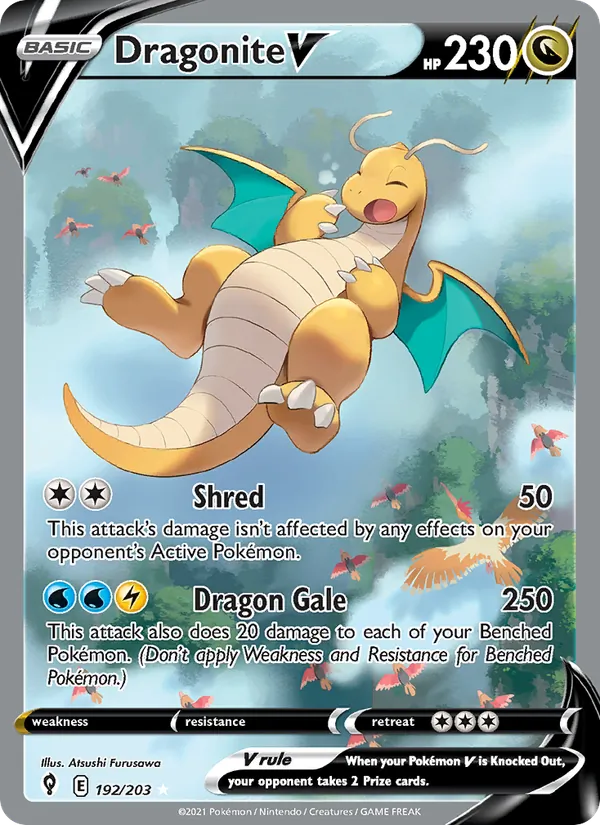 Dragonite V — Evolving Skies #192 (Pokémon TCG card)
