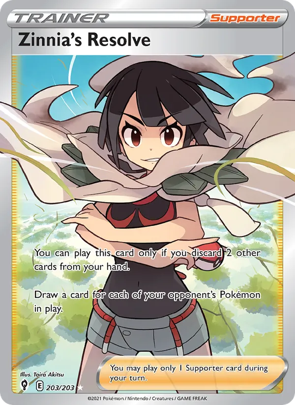 Zinnia's Resolve — Evolving Skies #203 (Pokémon TCG card)
