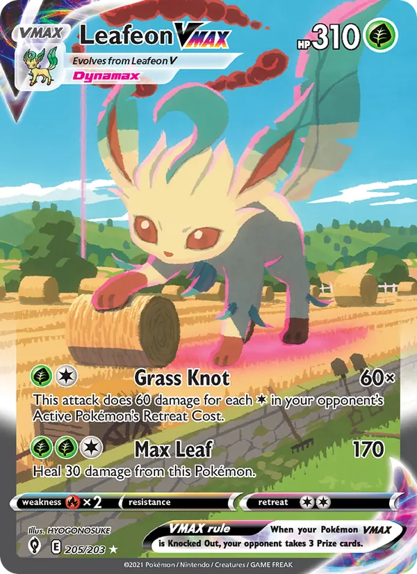 Leafeon VMAX — Evolving Skies #205 (Pokémon TCG card)