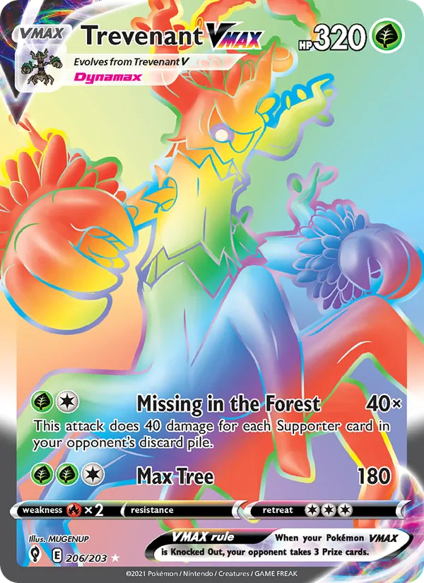Trevenant VMAX — Evolving Skies #206 (Pokémon TCG card)
