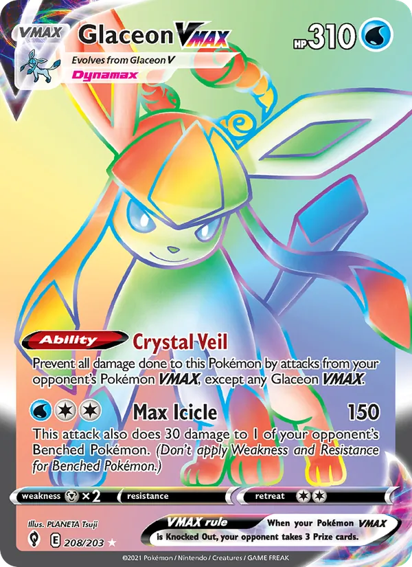 Glaceon VMAX — Evolving Skies #208 (Pokémon TCG card)
