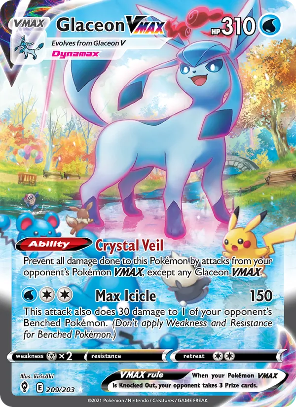 Glaceon VMAX — Evolving Skies #209 (Pokémon TCG card)