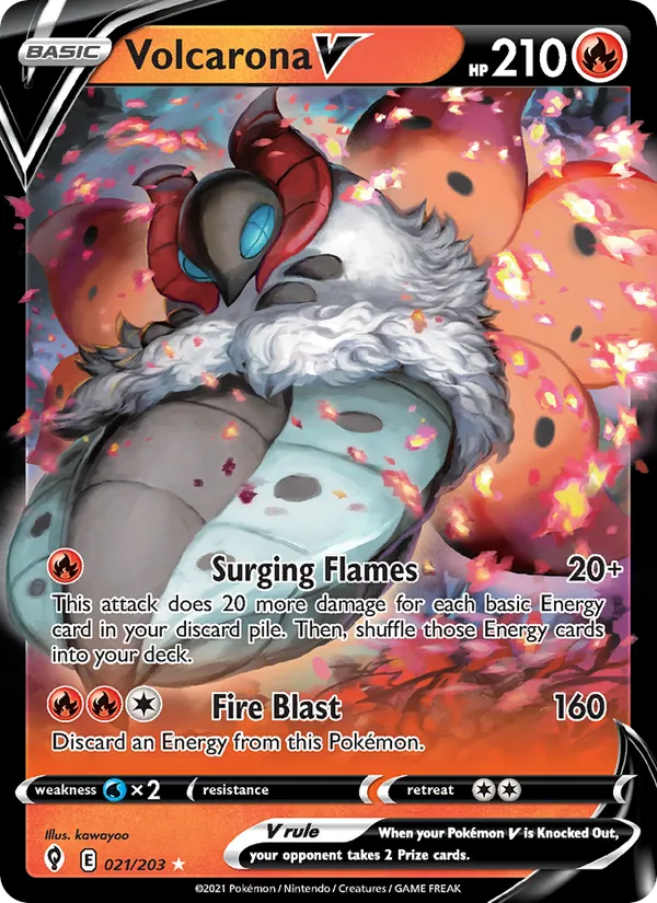 Volcarona V — Evolving Skies #21 (Pokémon TCG card)