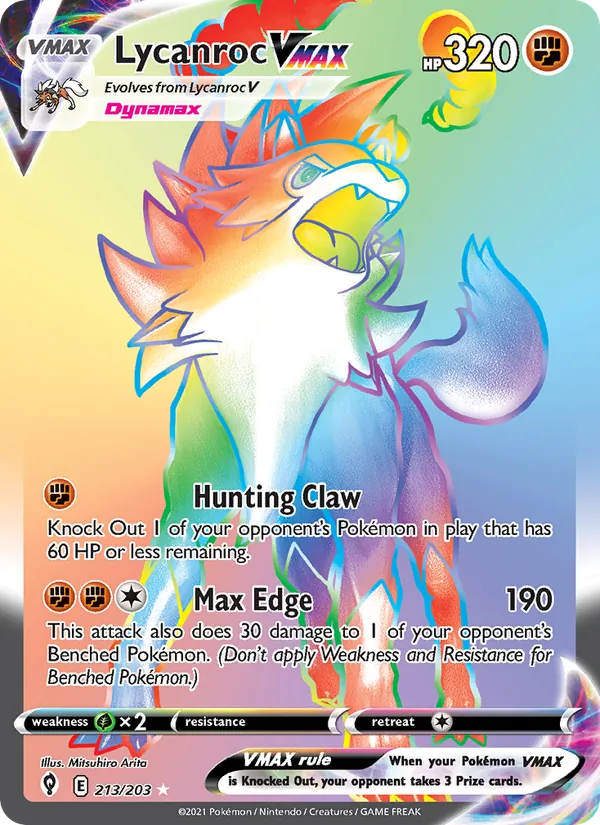 Lycanroc VMAX — Evolving Skies #213 (Pokémon TCG card)