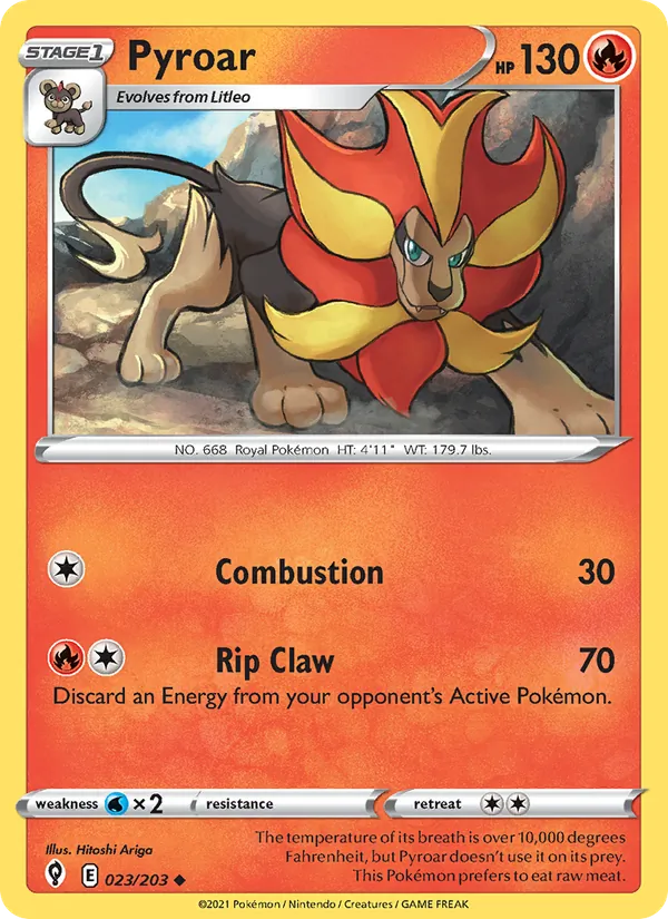 Pyroar — Evolving Skies #23 (Pokémon TCG card)