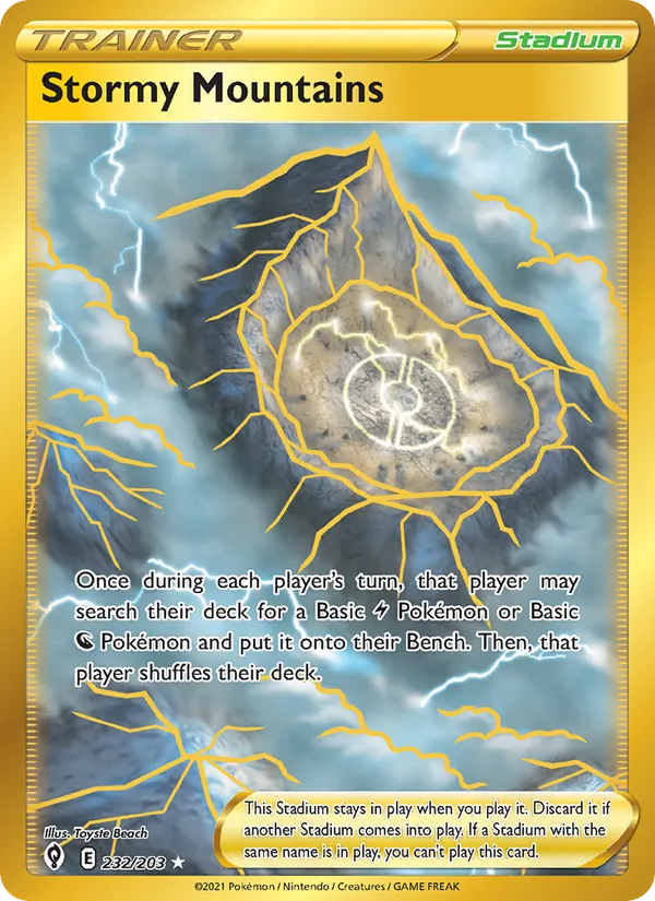 Stormy Mountains — Evolving Skies #232 (Pokémon TCG card)