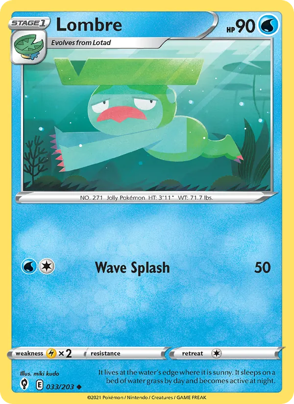 Lombre — Evolving Skies #33 (Pokémon TCG card)