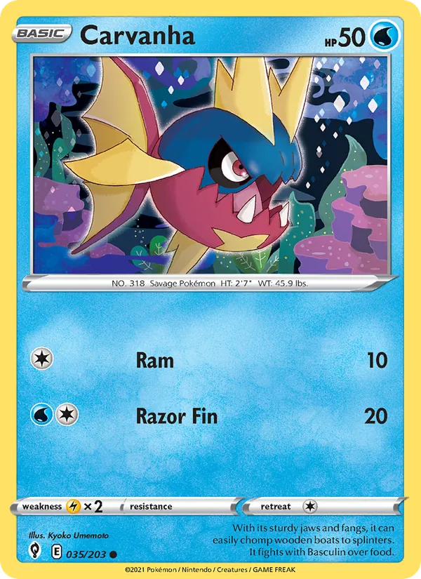 Carvanha — Evolving Skies #35 (Pokémon TCG card)