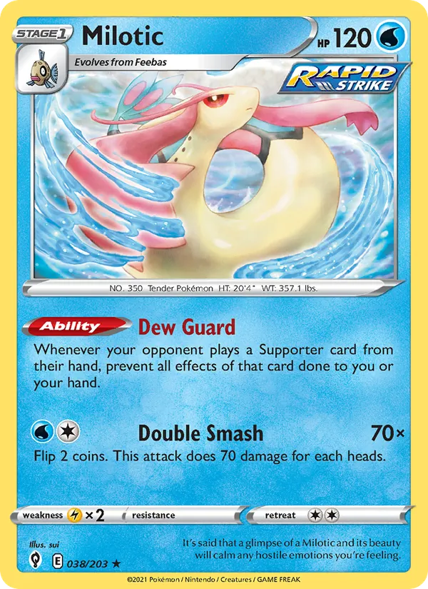 Milotic — Evolving Skies #38 (Pokémon TCG card)
